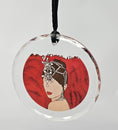 Load image into Gallery viewer, Show Girl With Red Feathers Crystal Ornament