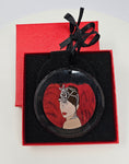 Load image into Gallery viewer, Show Girl With Red Feathers Crystal Ornament