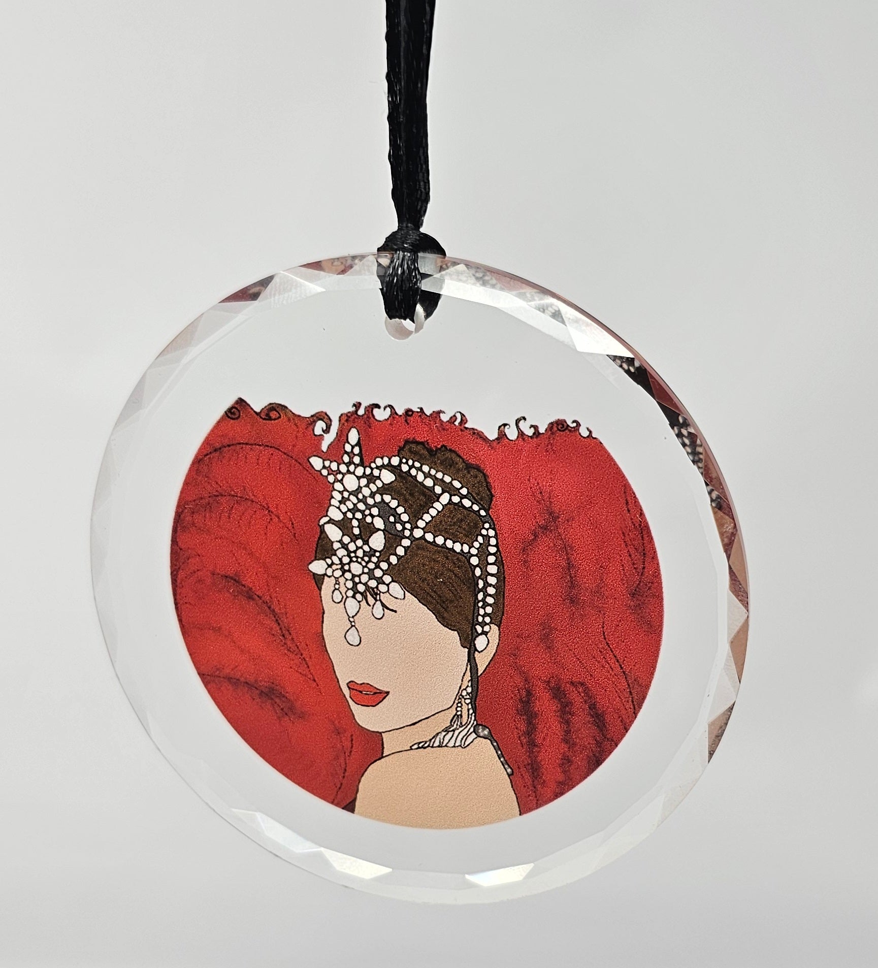 Show Girl With Red Feathers Crystal Ornament