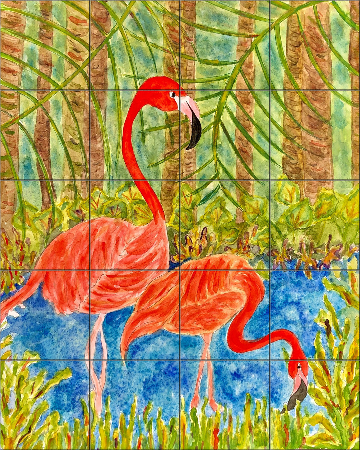 Flamingos in the Everglades by Becki Thomas - Portrait