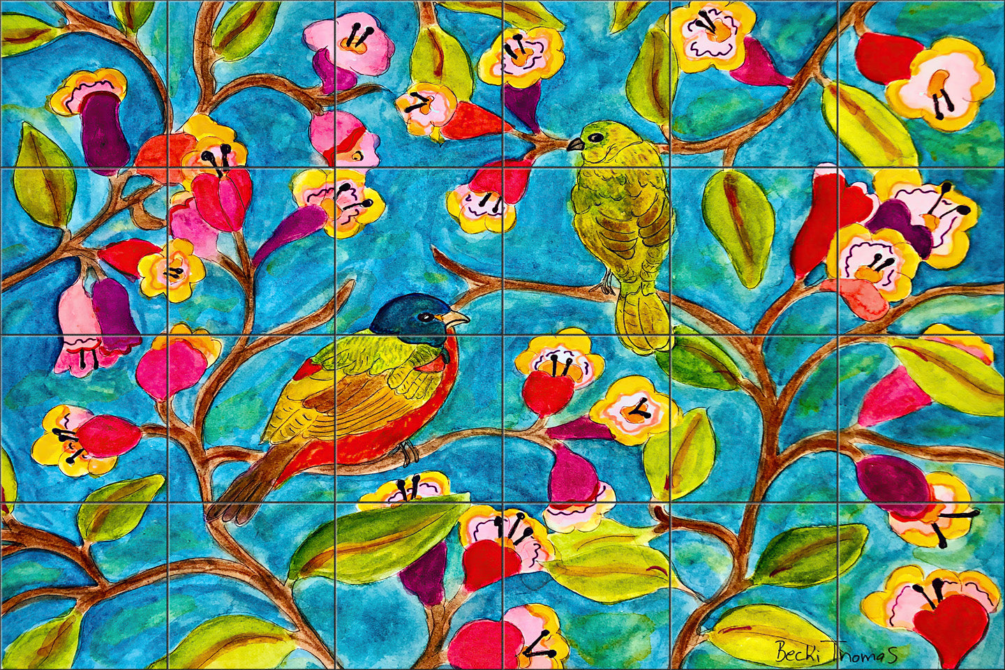 Birds in the Vines by Becki Thomas - Landscape