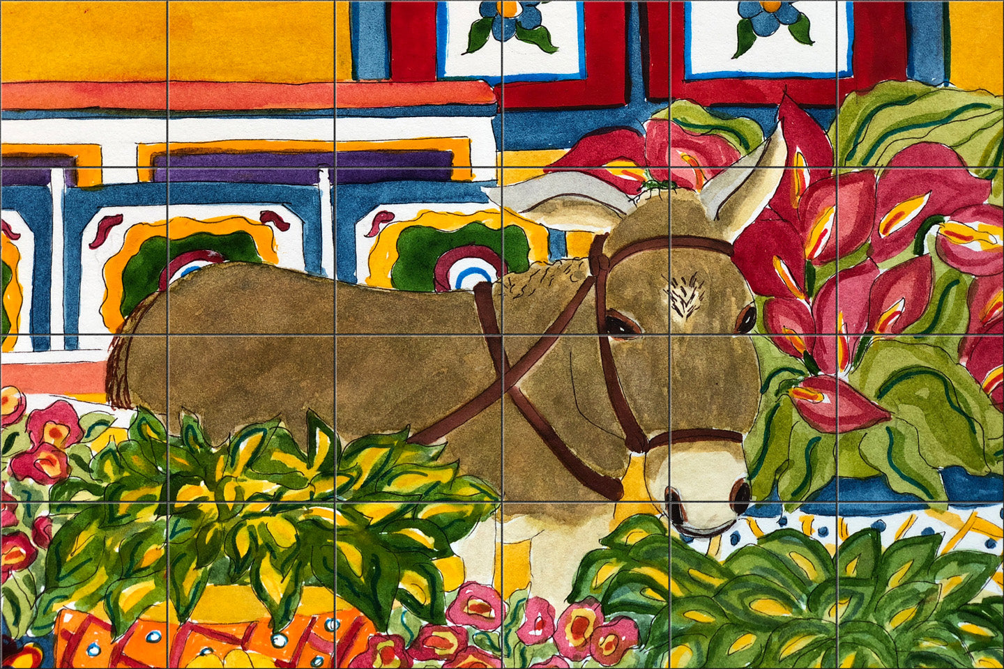 Mexican Flower Donkey by Becki Thomas - Landscape