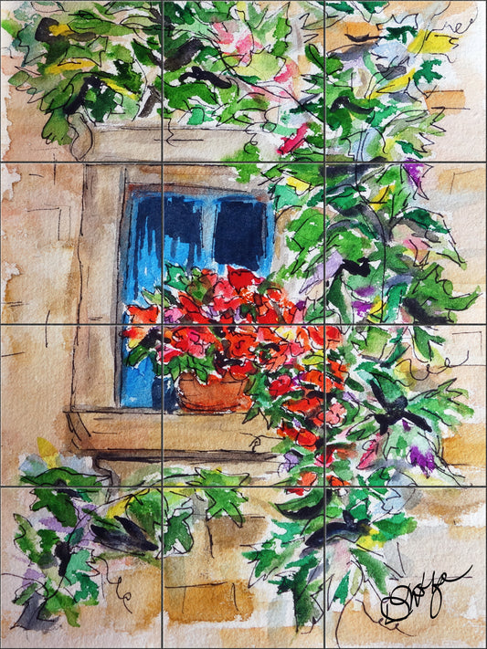 French Window Flowers By Deborah Wolfe - Portrait