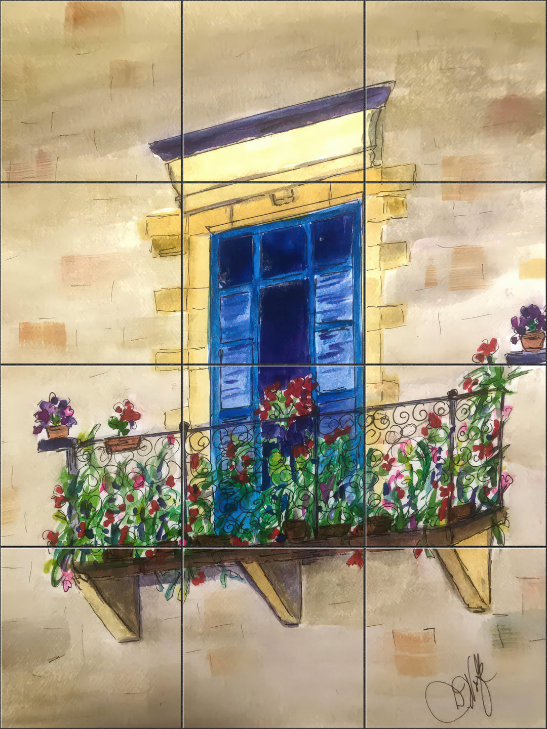 Provencal Balcony By Deborah Wolfe - Portrait