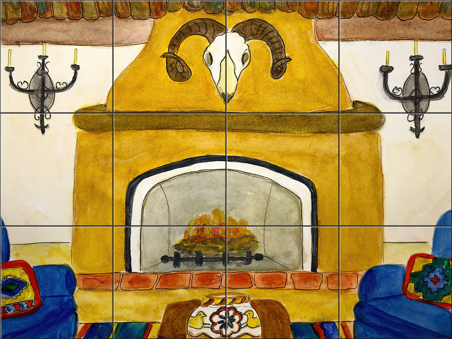 La Fonda Fireplace By Becki Thomas - Landscape