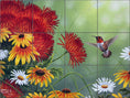 Load image into Gallery viewer, Hummingbird and Flowers By Abraham Hunter - Landscape
