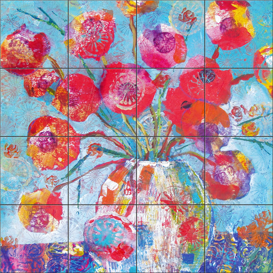 Pot of Garden Flowers By Susan Schmitt - Square