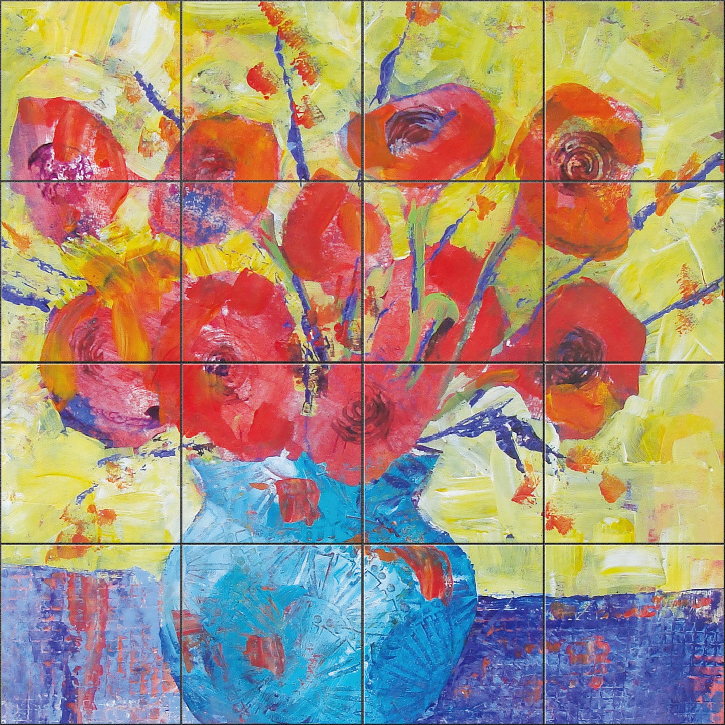 Pot of Garden Flowers By Susan Schmitt - Square