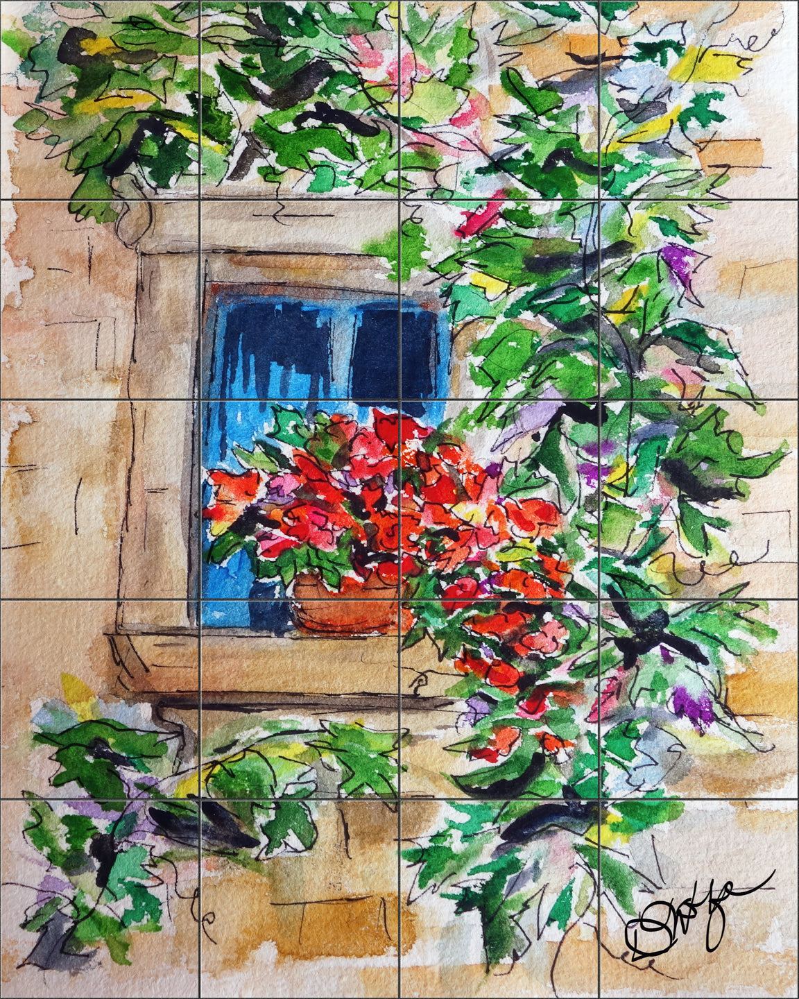 French Window Flowers By Deborah Wolfe - Portrait