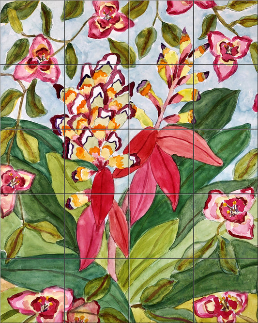 Flaming Sword and Bougainvillea By Becki Thomas  - Portrait
