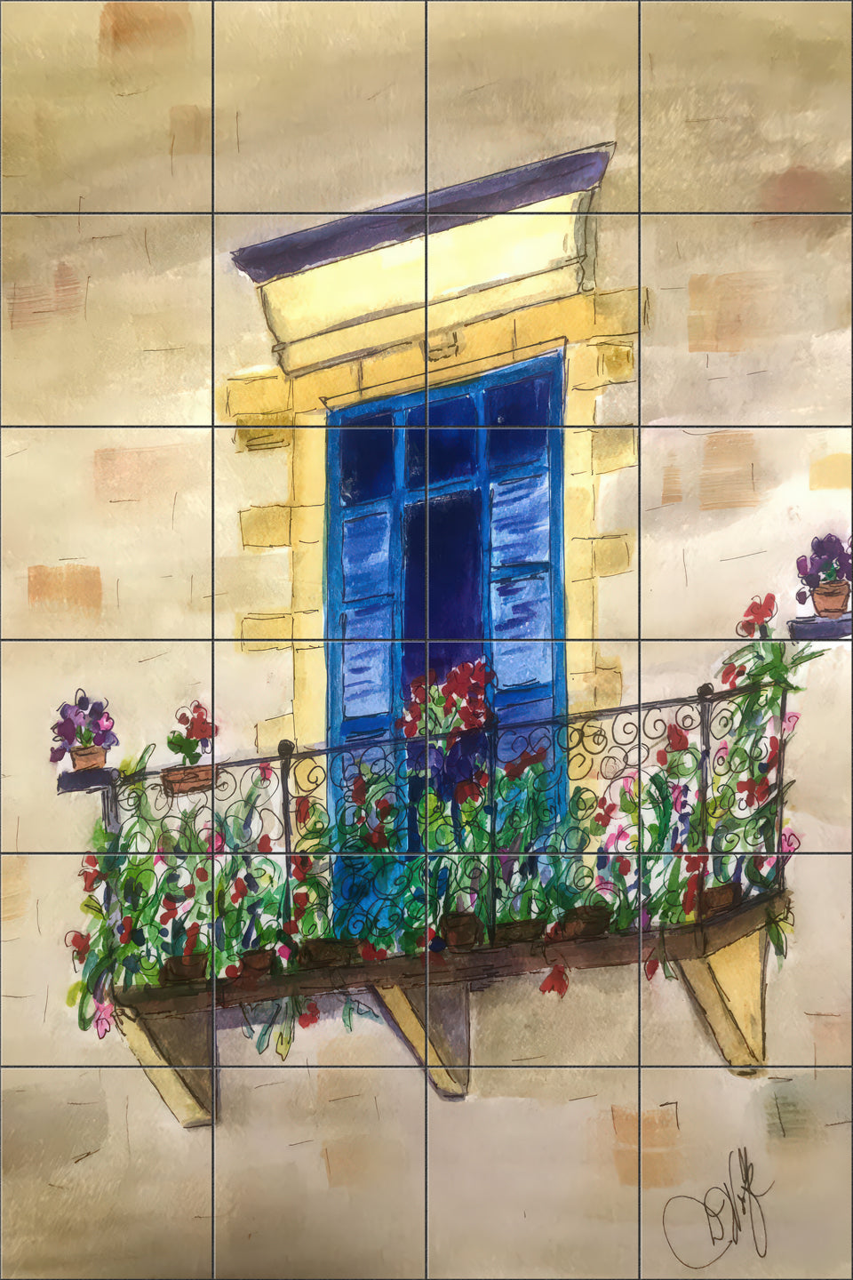 Provencal Balcony By Deborah Wolfe - Portrait