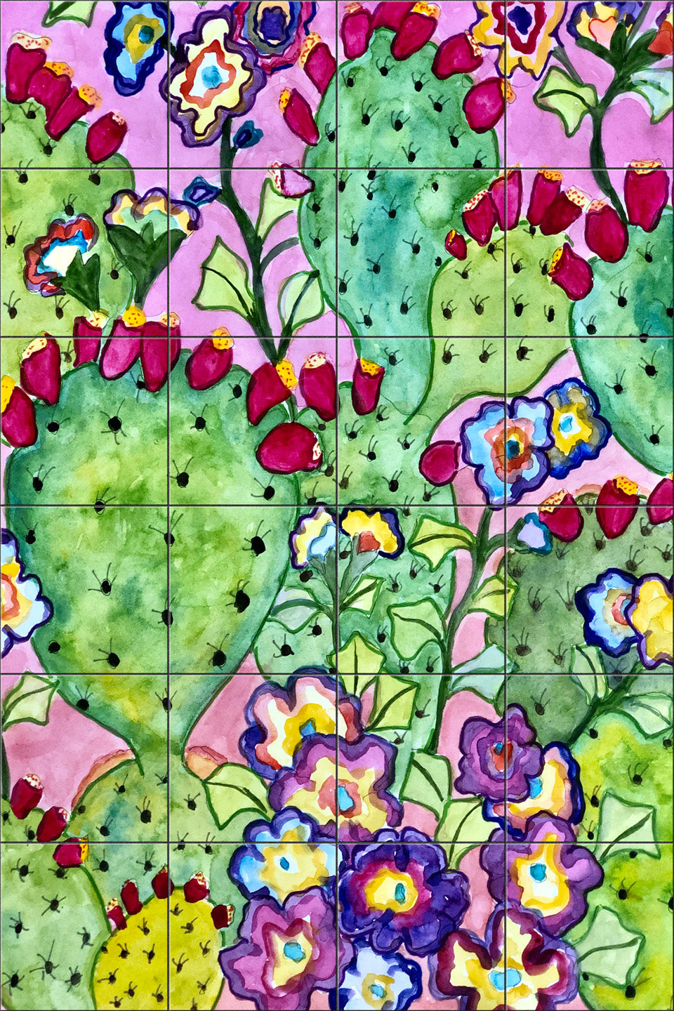 Nopal Cactus in the Vines By Becki Thomas  - Portrait