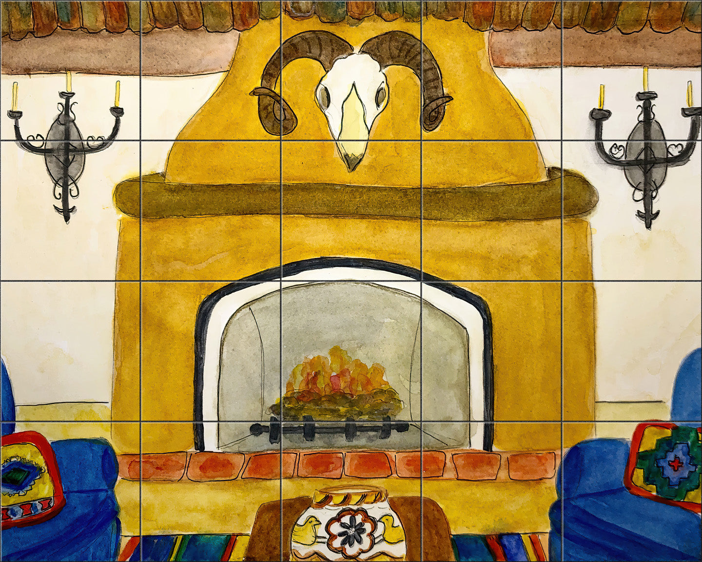 La Fonda Fireplace By Becki Thomas - Landscape