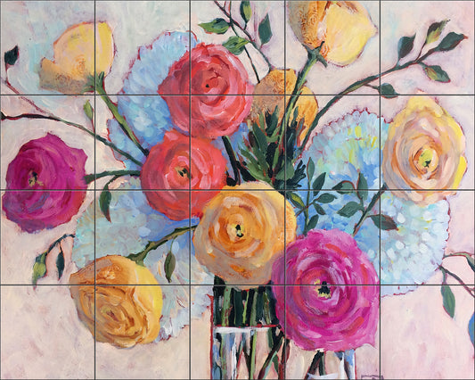 Summer Bouquet Roses and Hydrangeas By Susan Schmitt - Landscape