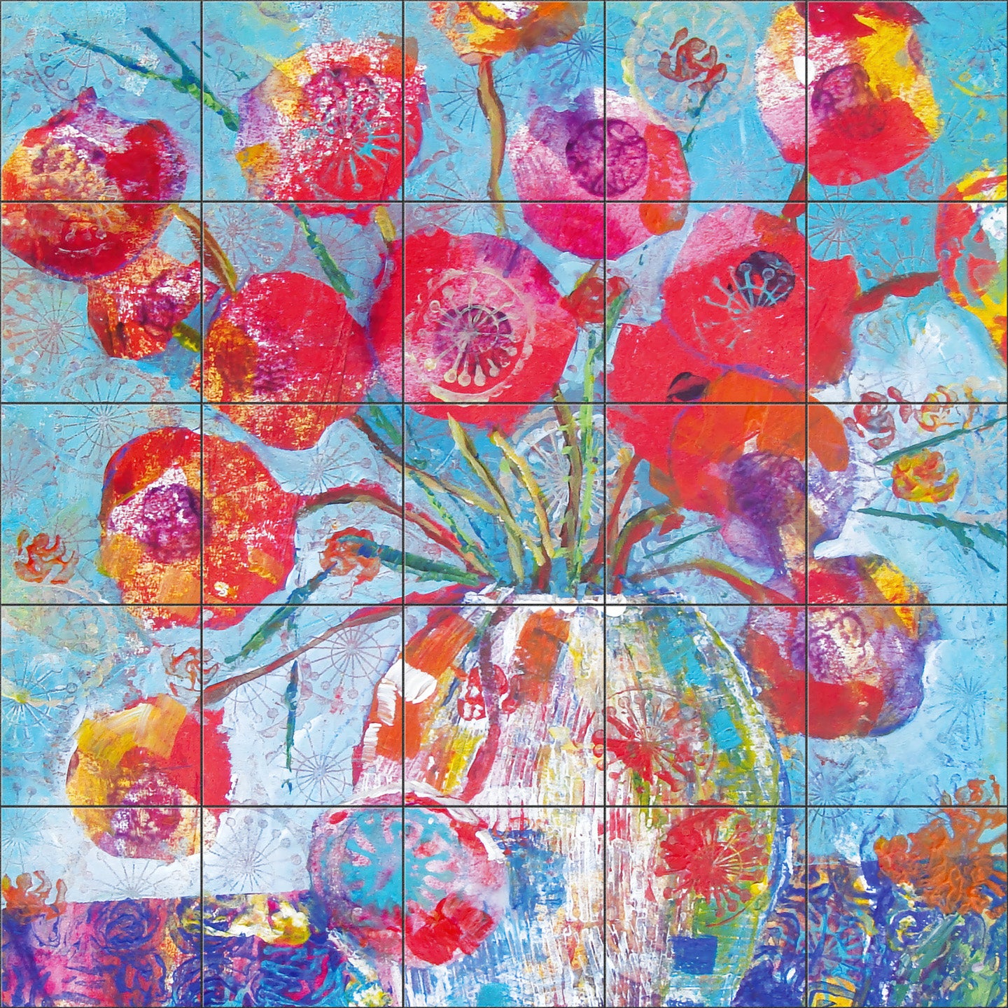 Pot of Garden Flowers By Susan Schmitt - Square