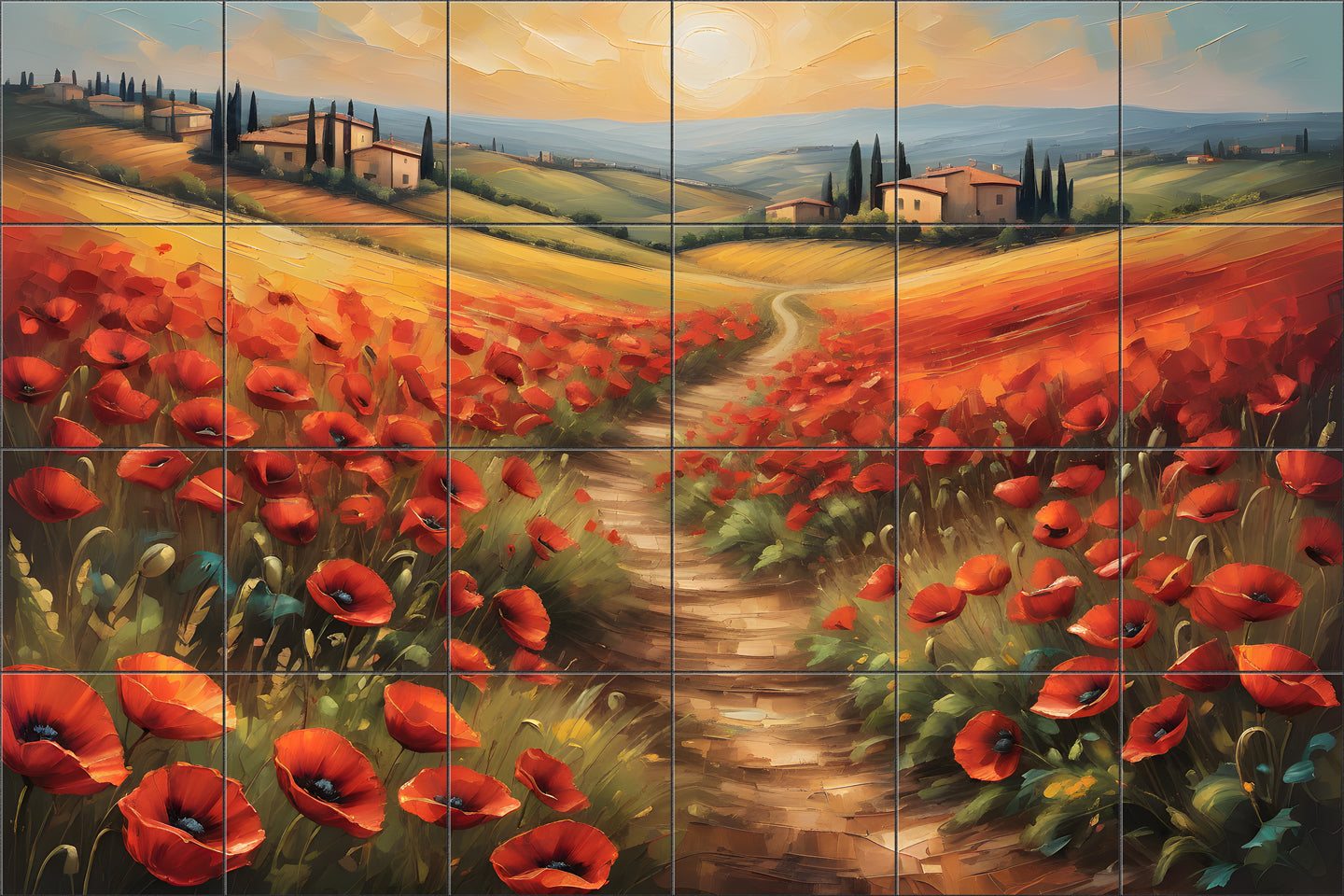 Tuscan Poppies Valley By Aurora Imogen - Landscape