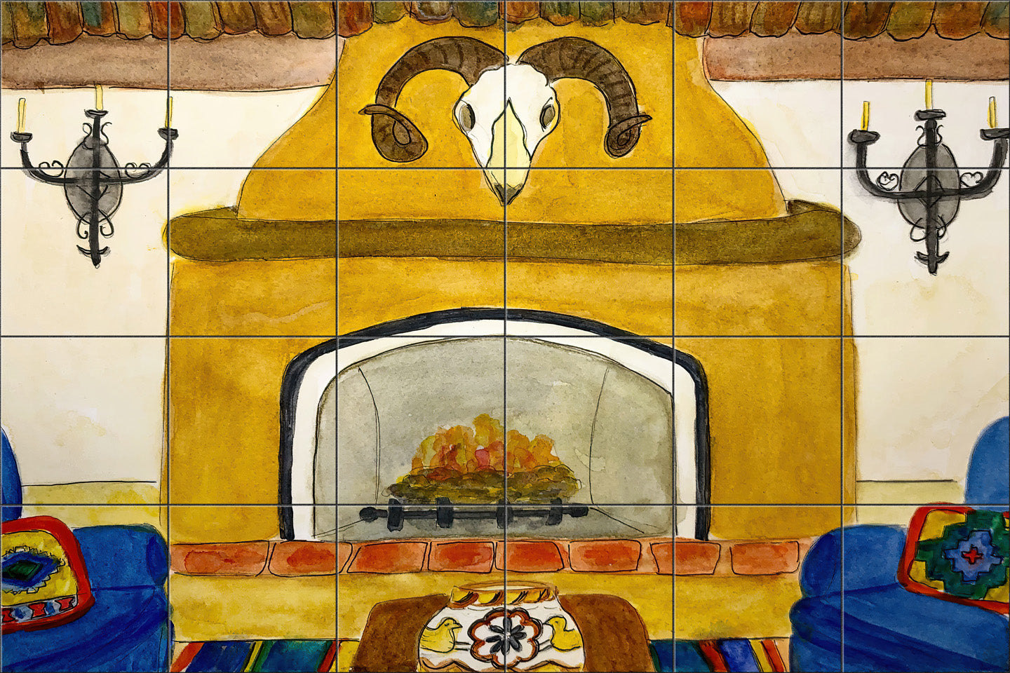 La Fonda Fireplace By Becki Thomas - Landscape