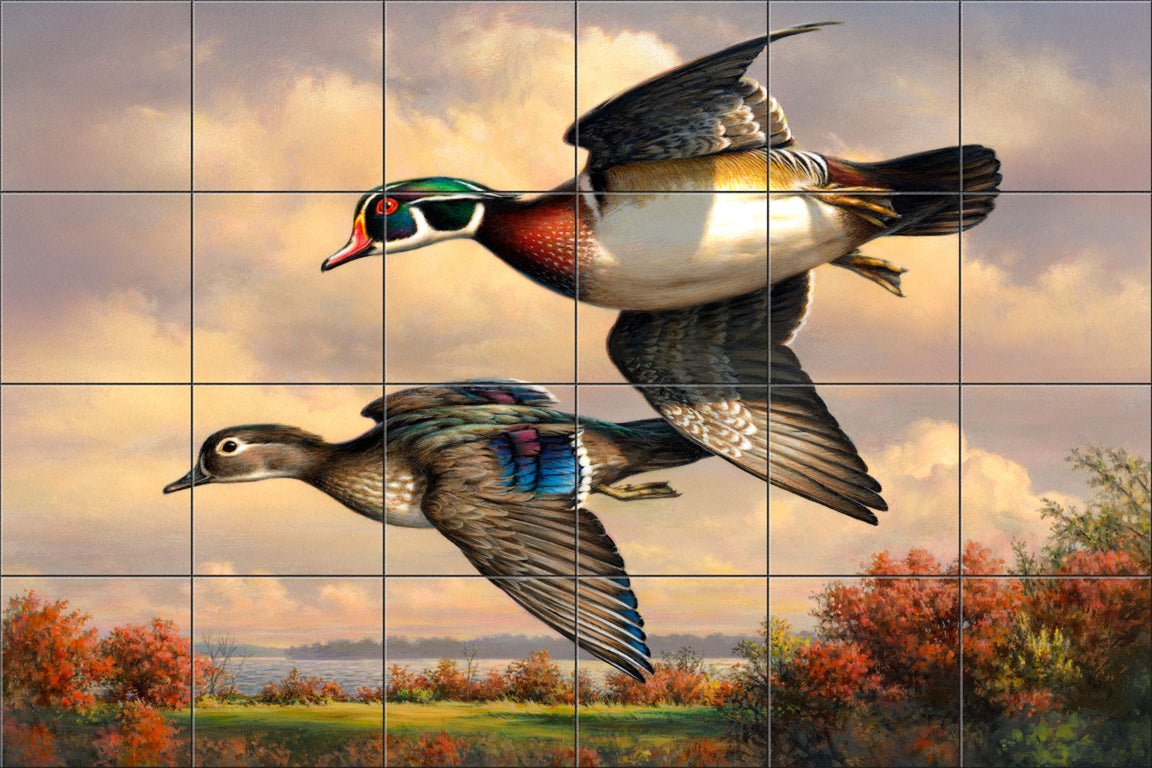 Wood Ducks On The Wing By The Hautman Brothers  - Landscape