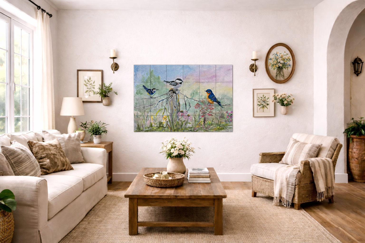 Birds on a Fence by Nadine Warner - Landscape