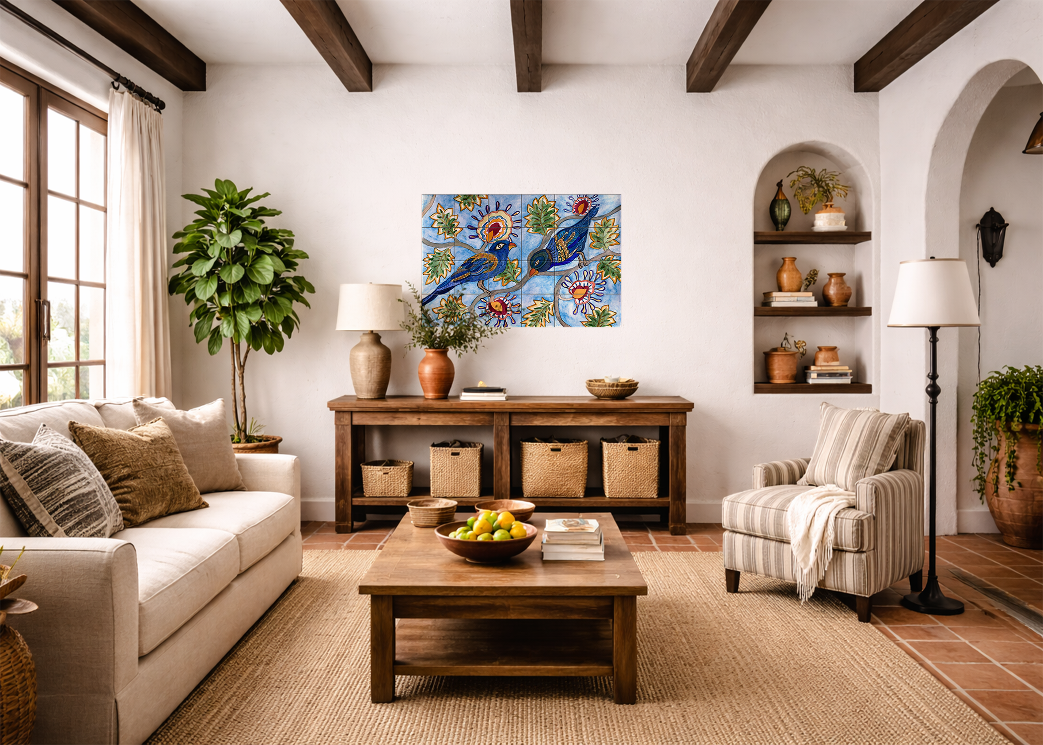 Blue Birds in the Vines 2 by Becki Thomas - Landscape