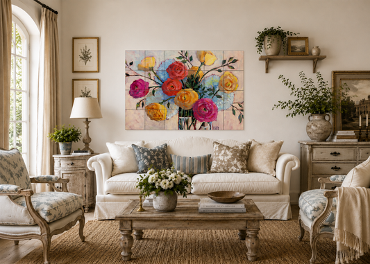 Summer Bouquet Roses and Hydrangeas By Susan Schmitt - Landscape