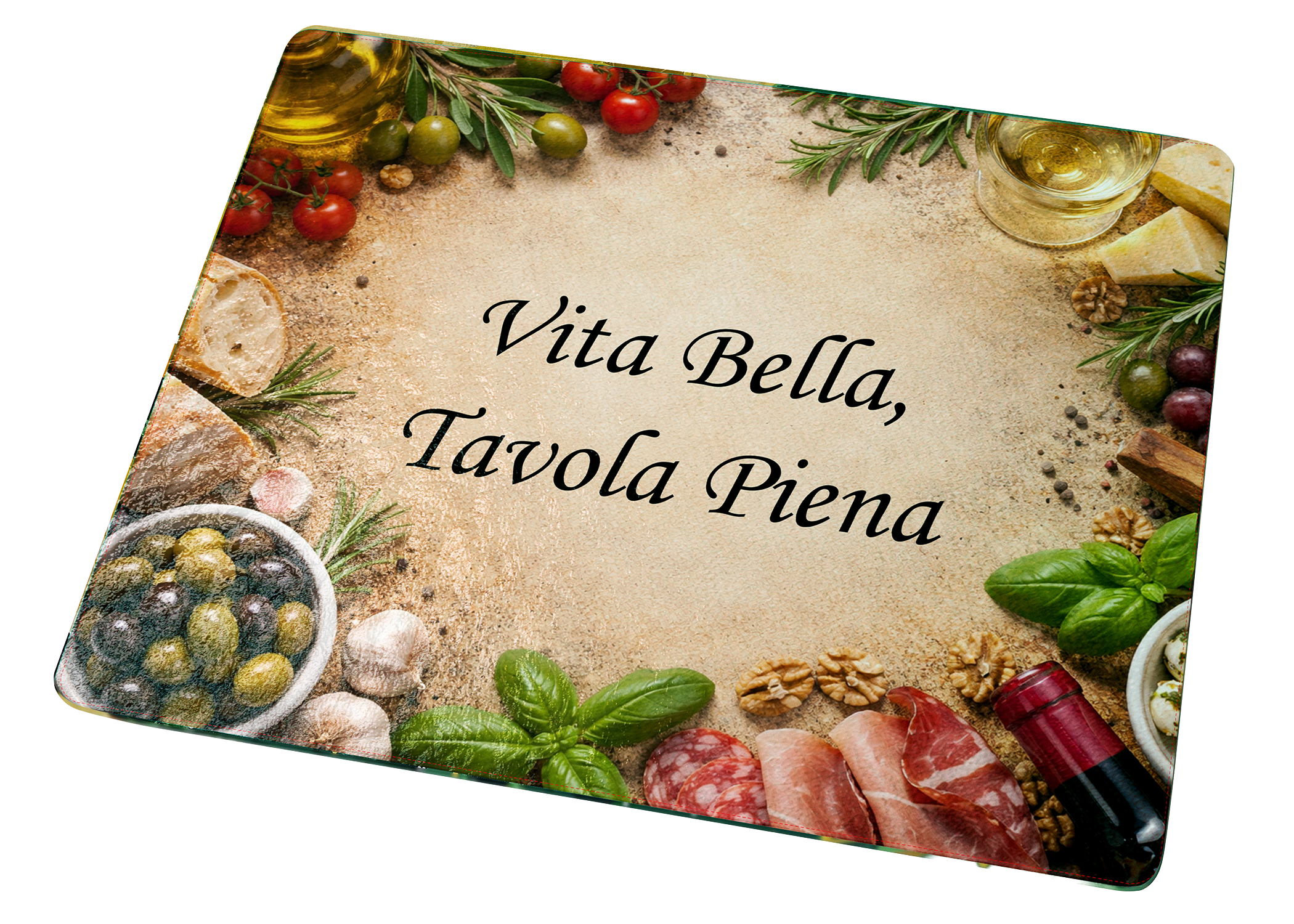 "Vita Bella, Tavola Piena"-Beautiful Life, Full Table Cutting Board