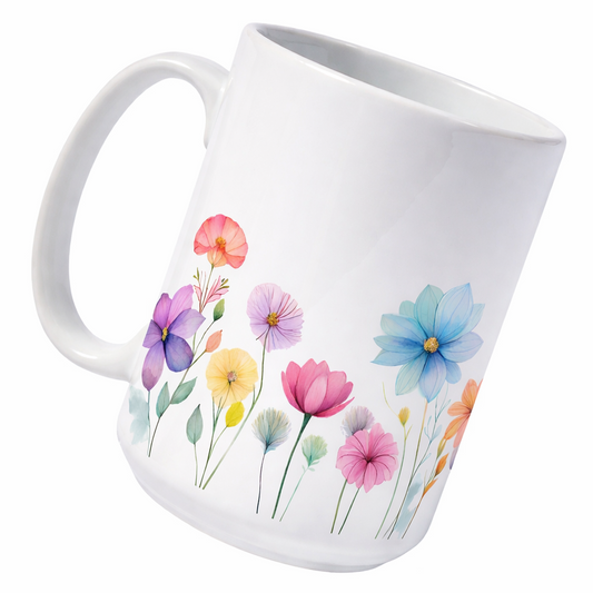 Watercolor Wildflowers Ceramic Mug